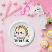 Geef me een knuffel schattig egel ontwerp papieren bordje (Feest)