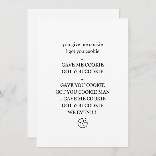 Geef me een koekje, ik heb je koekje feestdagenkaart (Voorkant / Achterkant)
