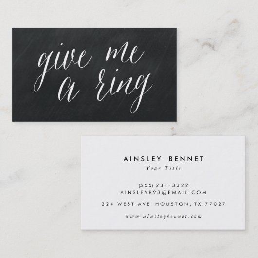 Geef me een Ring Modern Chalkboard Visitekaartjes (Voorkant / Achterkant)