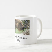 Geef me geen lip! koffiemok (Voorkant rechts)