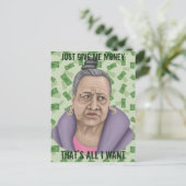 Geef me gewoon geld briefkaart (Staand voorkant)