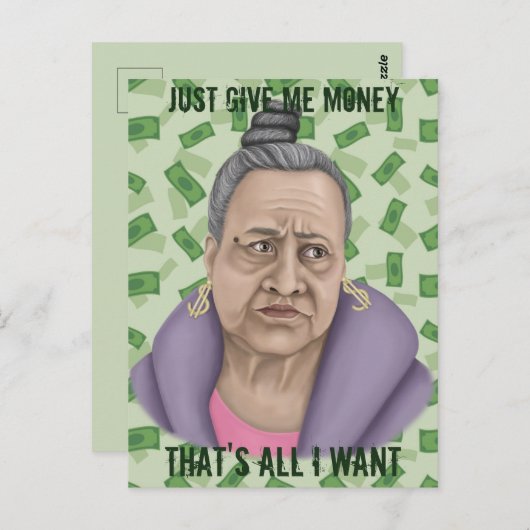 Geef me gewoon geld briefkaart (Voorkant / Achterkant)