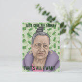 Geef me gewoon geld feestdagenkaart (Staand voorkant)