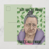 Geef me gewoon geld feestdagenkaart (Voorkant / Achterkant)