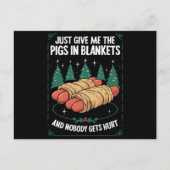 Geef me gewoon varkens in dekens hilarisch kerstfe feestdagenkaart (Voorkant)