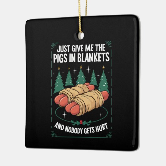 Geef me gewoon varkens in dekens hilarisch kerstfe keramisch ornament (Links)