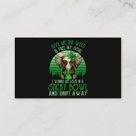 Geef me het onkruid en bevrij mijn olifant-roken visitekaartje (Achterkant)