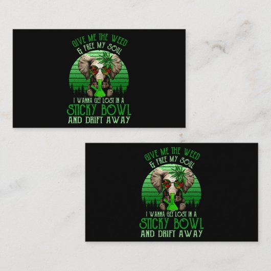 Geef me het onkruid en bevrij mijn olifant-roken visitekaartje (Voorkant / Achterkant)