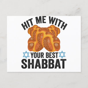 Geef me je beste Shabbat Funyn Hanukkah-eten Briefkaart