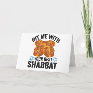 Geef me je beste Shabbat Funyn Hanukkah-eten Kaart