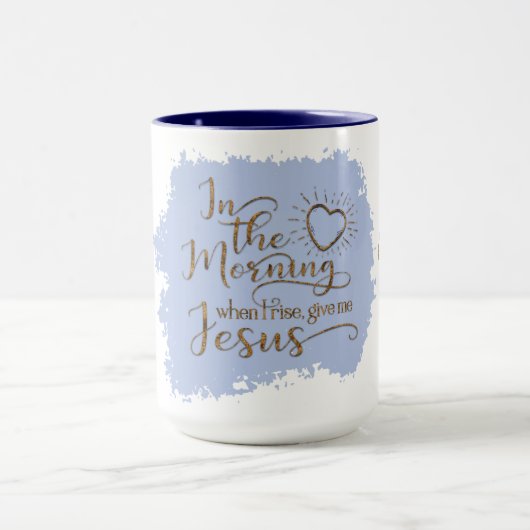 "Geef me Jezus" 15 oz Combo Mok (marine/blauw) (Midden)