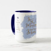 "Geef me Jezus" 15 oz Combo Mok (marine/blauw) (Voorkant links)