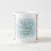 "Geef me Jezus" Jumbo Mok (Blauwgroen/goud) (Voorkant)