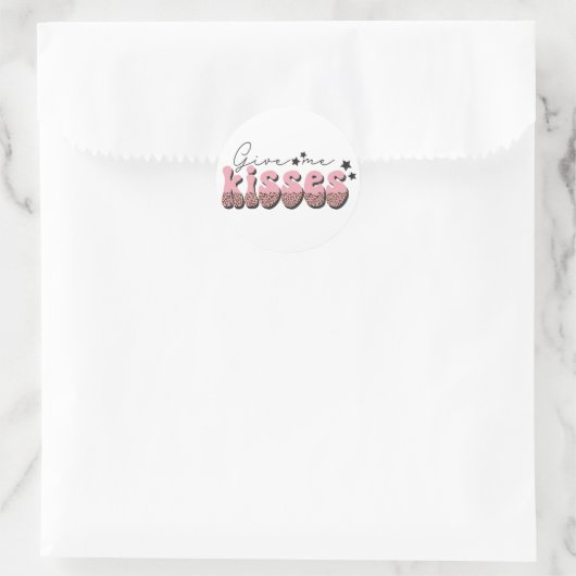 Geef me Kisses Ronde Sticker (Tas)