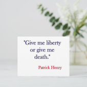 Geef me Liberty of geef me dood Patrick Henry Briefkaart (Staand voorkant)