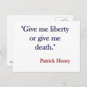 Geef me Liberty of geef me dood Patrick Henry Briefkaart (Voorkant / Achterkant)