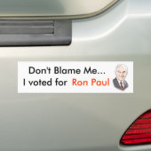 Geef me niet de schuld, Bumpersticker (Op auto)