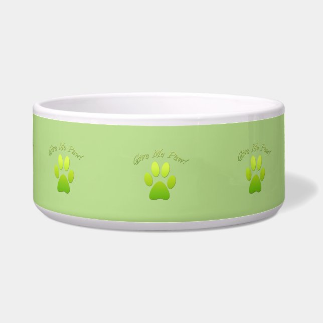 Geef me Paw - groen Voerbakje (Voorkant)