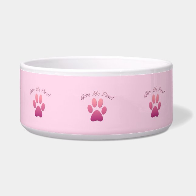 Geef me Paw - roze Voerbakje (Voorkant)