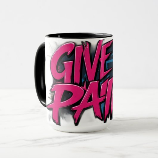 Geef me pijn mok (Voorkant links)