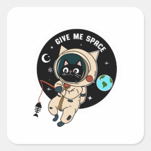 Geef me ruimte Funny Astronaut Cat Vierkante Sticker