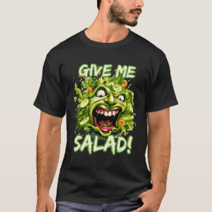 Geef me salade Grappige sla Gezicht Groente Vegan T-shirt
