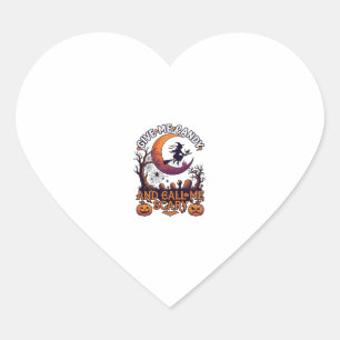 Geef Me Snoep Bel Griezelijke Heks Maan Pompoenen Hart Sticker