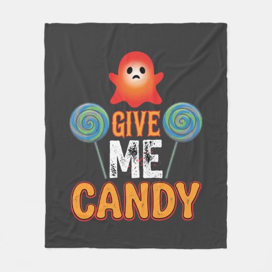 Geef Me Snoep Halloween Geest_1 Fleece Deken (Voorkant)