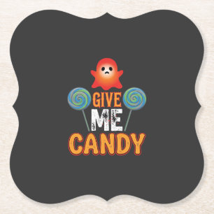 Geef Me Snoep Halloween Geest_1 Kartonnen Onderzetters