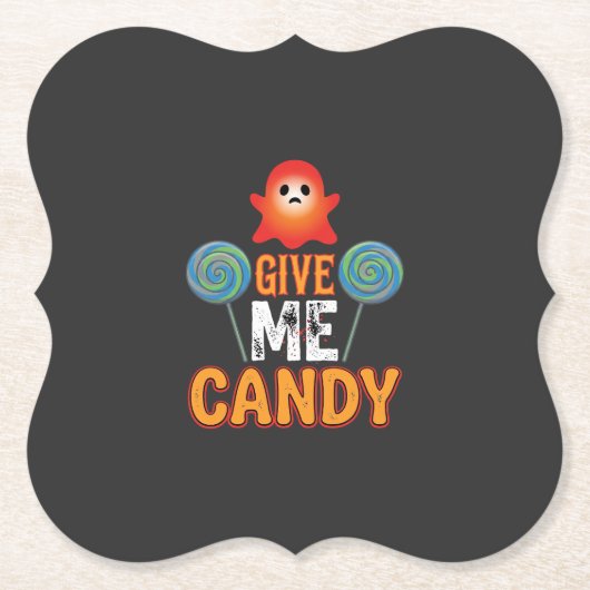Geef Me Snoep Halloween Geest_1 Kartonnen Onderzetters (Voorkant)