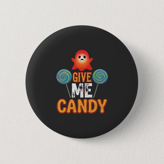 Geef Me Snoep Halloween Geest_1 Ronde Button 5,7 Cm (Voorkant)