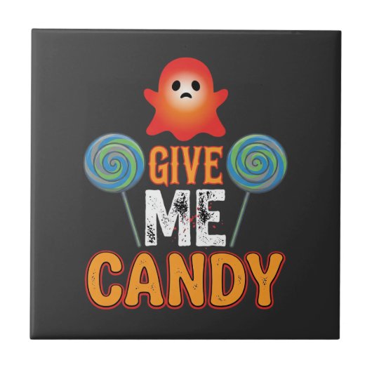 Geef Me Snoep Halloween Geest_1 Tegeltje (Voorkant)