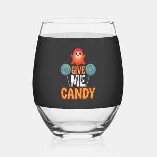 Geef Me Snoep Halloween Geest_1 Wijnglas Zonder Voet