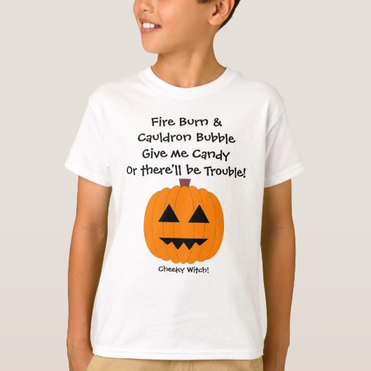 Geef me Snoep - Kinder Halloween T Shirt (Voorkant)