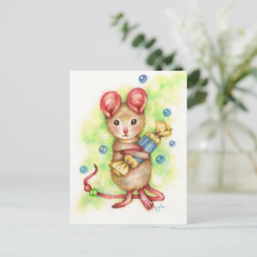 Geef me Snoep - Kute Mouse Art Briefkaart (Staand voorkant)