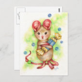 Geef me Snoep - Kute Mouse Art Briefkaart (Voorkant / Achterkant)