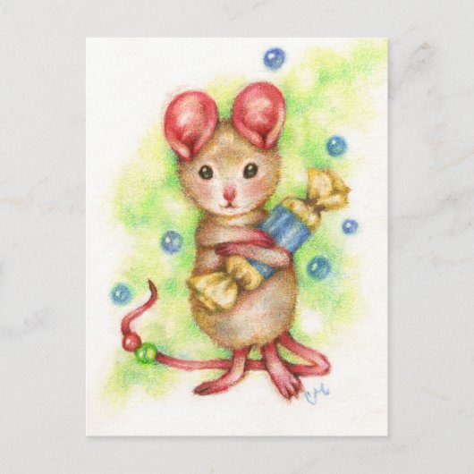Geef me Snoep - Kute Mouse Art Briefkaart (Voorkant)