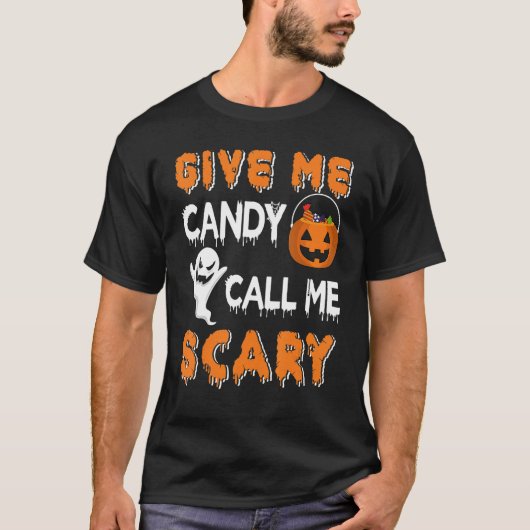Geef me Snoep noem me eng Halloween Pumpkin Jack T-shirt (Voorkant)