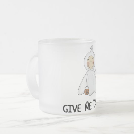 Geef me Snoep Tshirts en cadeaus Matglas Koffiemok (Voorkant links)