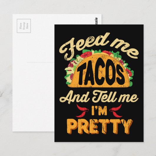 Geef me taco's en bel me, ik ben mooi Cinco de Briefkaart (Voorkant / Achterkant)