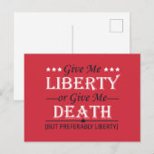 Geef me vrijheid of dood 4 juli feestdagenkaart (Voorkant / Achterkant)