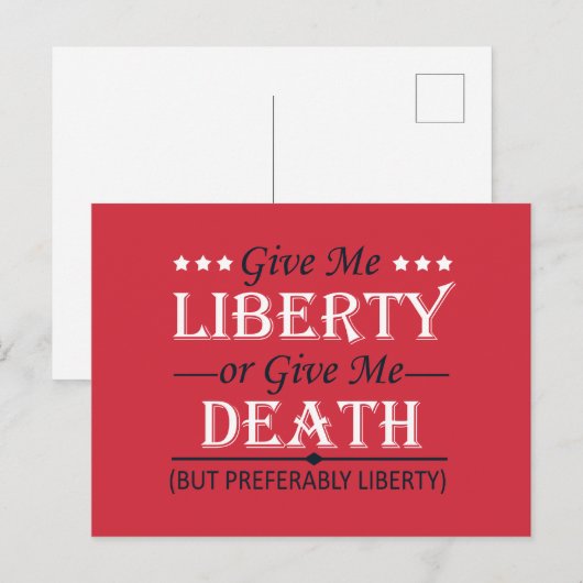 Geef me vrijheid of dood 4 juli feestdagenkaart (Voorkant / Achterkant)