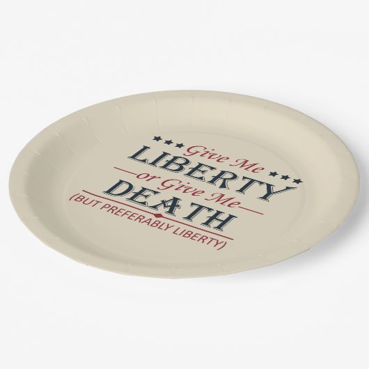 Geef me vrijheid of dood 4 juli papieren bordje (Gekanteld)