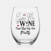 Geef me wijn & vertel me wijnstokloos glas (Voorkant)