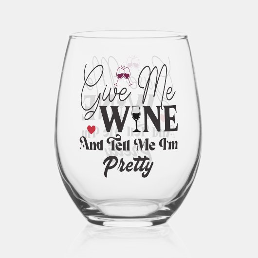 Geef me wijn & vertel me wijnstokloos glas (Voorkant)