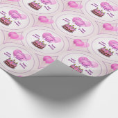 Geef meisjes de vijfde verjaardag van de Roze ball Cadeaupapier (Hoek)