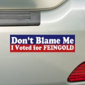 Geef mij niet de schuld Feingold Sticker (Op auto)
