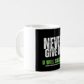 Geef Motivatie design nooit op Koffiemok (Voorkant links)
