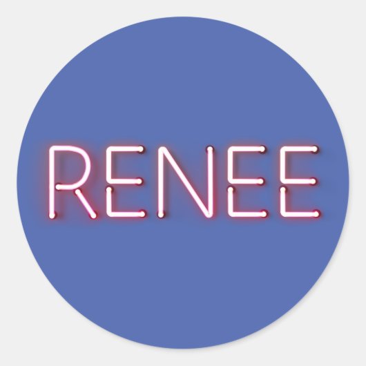 Geef naam in gloeiende neonlichten nieuwheid terug ronde sticker (Voorkant)