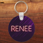 Geef naam in gloeiende neonlichten nieuwheid terug sleutelhanger (Voorkant)